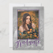 Lila Single Foto Script Abschluss Einladung (Rückseite)