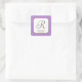 Lila Single-Monogrammbuchstabe Quadratischer Aufkleber (Tasche)