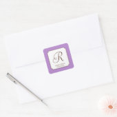 Lila Single-Monogrammbuchstabe Quadratischer Aufkleber (Umschlag)