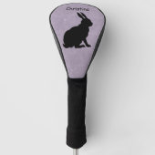 Lila Sitzen der schwarzen Silhouette Golf Headcover (Vorderseite)