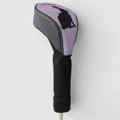 Lila Sitzen der schwarzen Silhouette Golf Headcover (angewinkelt)