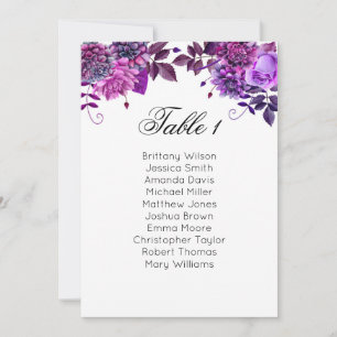 Lila Sitzplan. Florale Hochzeitstisch-Planung Einladung