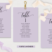 Lila Sitzplankarten mit Gästennamen