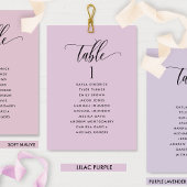 Lila Sitzplatzkarten von Lilac mit Gästennamen