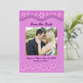Lila Six-Petal-Rosa-Blume Save the Date Karte (Stehend Vorderseite)