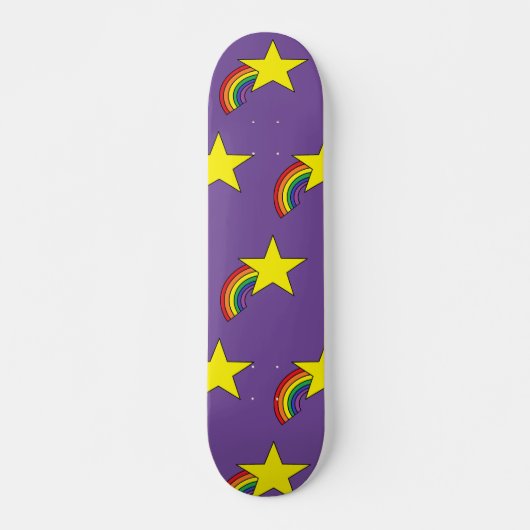 Lila Skate-Deck mit Regenbogen und Gelbstern Skateboard (Vorne)