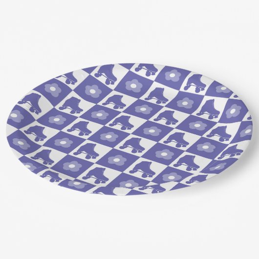 Lila Skate der Rollwalze Pappteller (Schrägansicht)