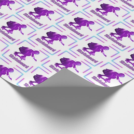 Lila Skateboardpapier Geschenkpapier (Ecke)
