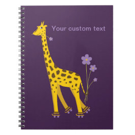 Lila Skaten Funny Giraffe Personalisiert Notizblock