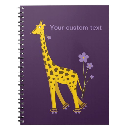 Lila Skaten Funny Giraffe Personalisiert Notizblock (Vorderseite)