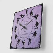 Lila Skater-Uhr Quadratische Wanduhr (Winkel)