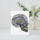 Lila Skelett für grünen Zucker Postkarte (Stehend Vorderseite)