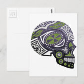 Lila Skelett für grünen Zucker Postkarte (Vorne/Hinten)