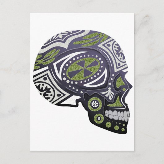 Lila Skelett für grünen Zucker Postkarte (Vorderseite)