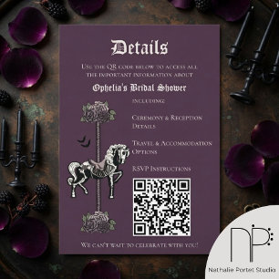 Lila Skelett-Pferd QR-Details-Karte Begleitkarte