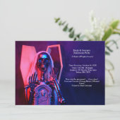 Lila Skelettcoffin-Halloween-Party Einladung (Stehend Vorderseite)