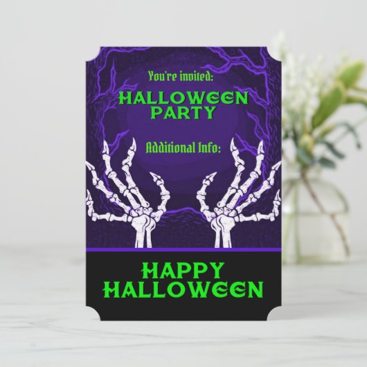 Lila Skelettgriffs Einladung (Stehend Vorderseite)