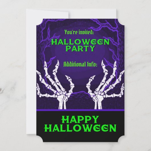 Lila Skelettgriffs Einladung (Vorderseite)