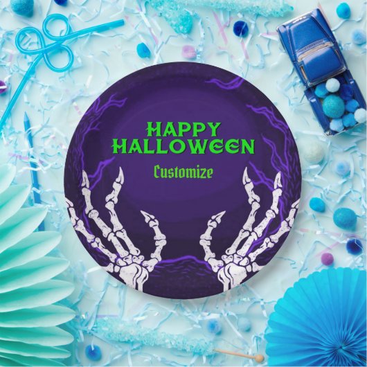 Lila Skelettgriffs Pappteller (Party)