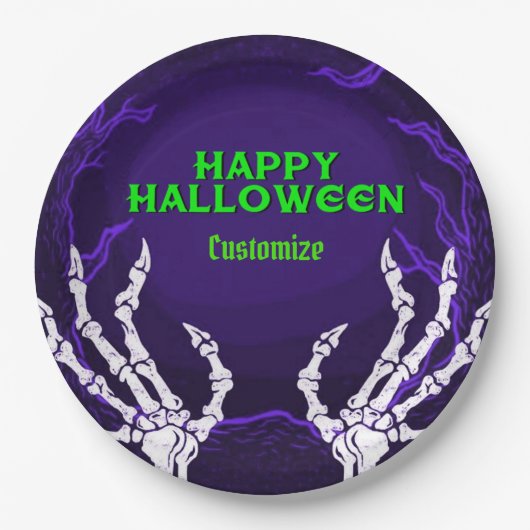 Lila Skelettgriffs Pappteller (Vorderseite)