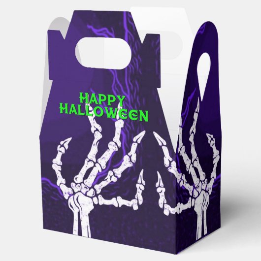 Lila Skeletthandkabel Geschenkschachtel (Geöffnet)