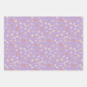 Lila skizzierte Blumen Geschenkpapier Set (Vorderseite)
