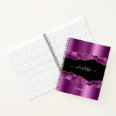 Lila Skript für den Namen von schwarzem Adat-Marmo Notizblock (Innenseite)