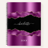 Lila Skript für den Namen von schwarzem Adat-Marmo Notizblock (Vorderseite)