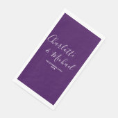 Lila Skript Minimalistisch Hochzeit Serviette (Ecke)