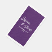 Lila Skript Minimalistisch Hochzeit Serviette (Ecke)