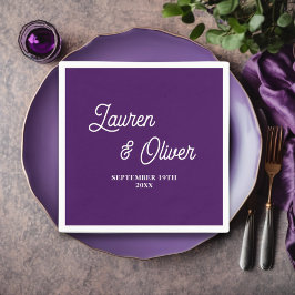 Lila Skript Minimalistisch Hochzeit Serviette
