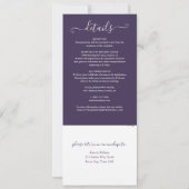 Lila Skript Minimalistisch in einer Hochzeit Einladung (Rückseite)