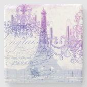 lila skripte kronleuchter paris eiffturm steinuntersetzer (Vorderseite)