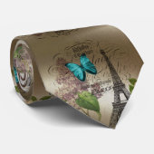 lila skripte moderne Vintage paris eifftower Krawatte (Gerollt)