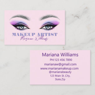 lila Skriptmakeup-Künstleraugen pink Visitenkarte