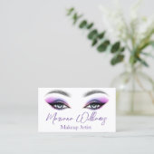 lila Skriptmakeup-Künstleraugen qr-Code-Chic Visitenkarte (Stehend Vorderseite)