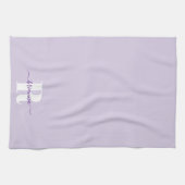Lila Skriptname Fett Monogram Geschirrtuch (Horizontal)