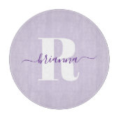 Lila Skriptname Fett Monogram Schneidebrett (Vorderseite)