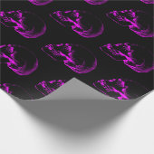 Lila Skull-Muster Geschenkpapier (Ecke)