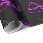 Lila Skull-Muster Geschenkpapier (Rolleneckpunkt)