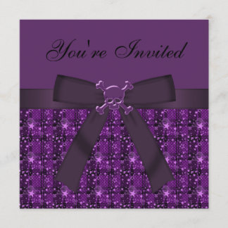 Lila Skulls & Glittery Stars Party Einladung