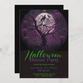 Lila Sky Full Moon Bird Halloween Party Einladung (Vorne/Hinten)