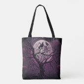 Lila Sky Full Moon Black Birween Halloween Tasche (Rückseite)