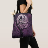 Lila Sky Full Moon Black Birween Halloween Tasche (Von Nahem)