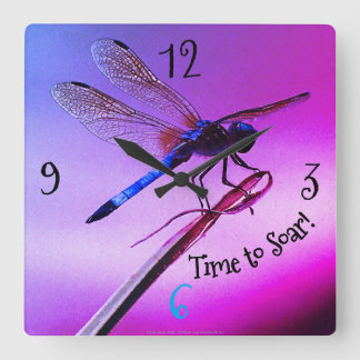 * "Lila Skye Dragonfly-Design" Quadratische Wanduhr