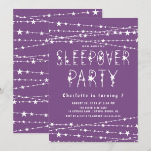 Lila Sleepover Geburtstagsparty Einladung