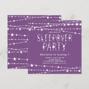 Lila Sleepover Geburtstagsparty Einladung