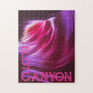 Lila-Slot-Canyon Rosa Text oder Ihr Foto und Text Puzzle