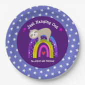 Lila Sloth Boho Rainbow Birthday Niedlich Paper Pappteller (Vorderseite)