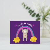 Lila Sloth Boho Rainbow Birthday Niedlich Vielen D Postkarte (Stehend Vorderseite)